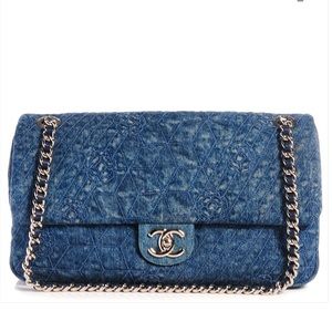 Rare Floral CHANEL Denim Shoulder or Crossbody*NU